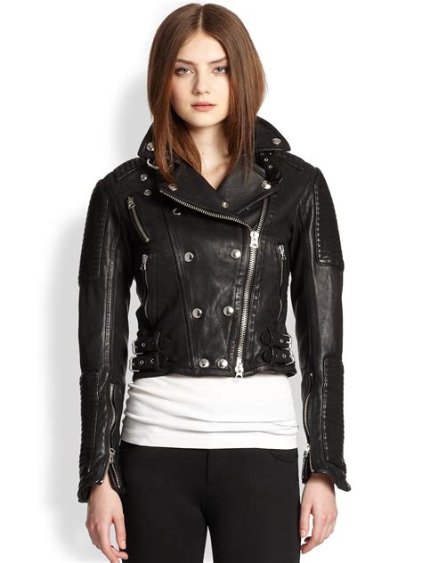 burberry leather lousely jacket